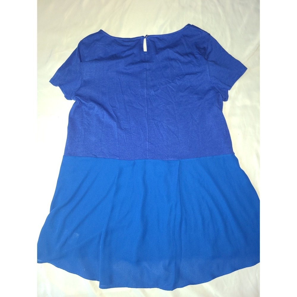 Lands End Blue Colorblock Swing Tunic Tee Shirt Size‎ 18 XL Short Sleeve